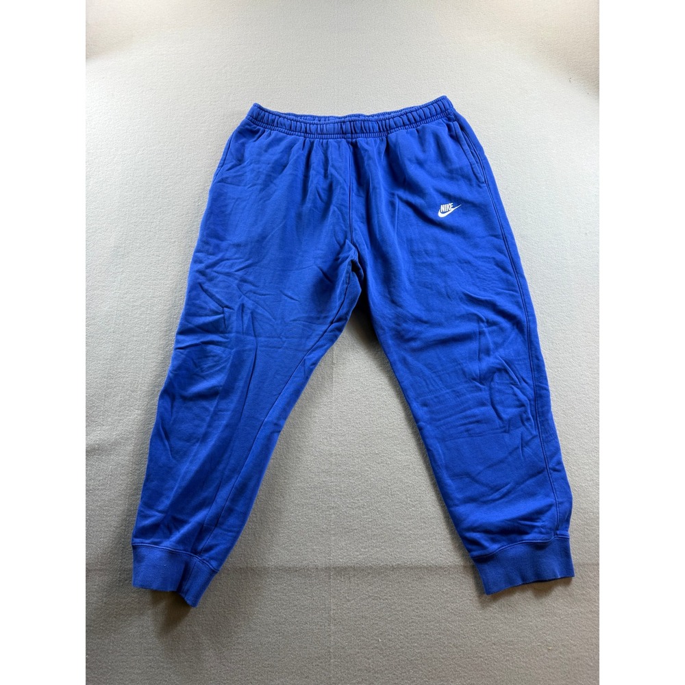 Nike Sweatpants Men XXL Blue Fleece Joggers Elastic Waist Cuffs 35x28
